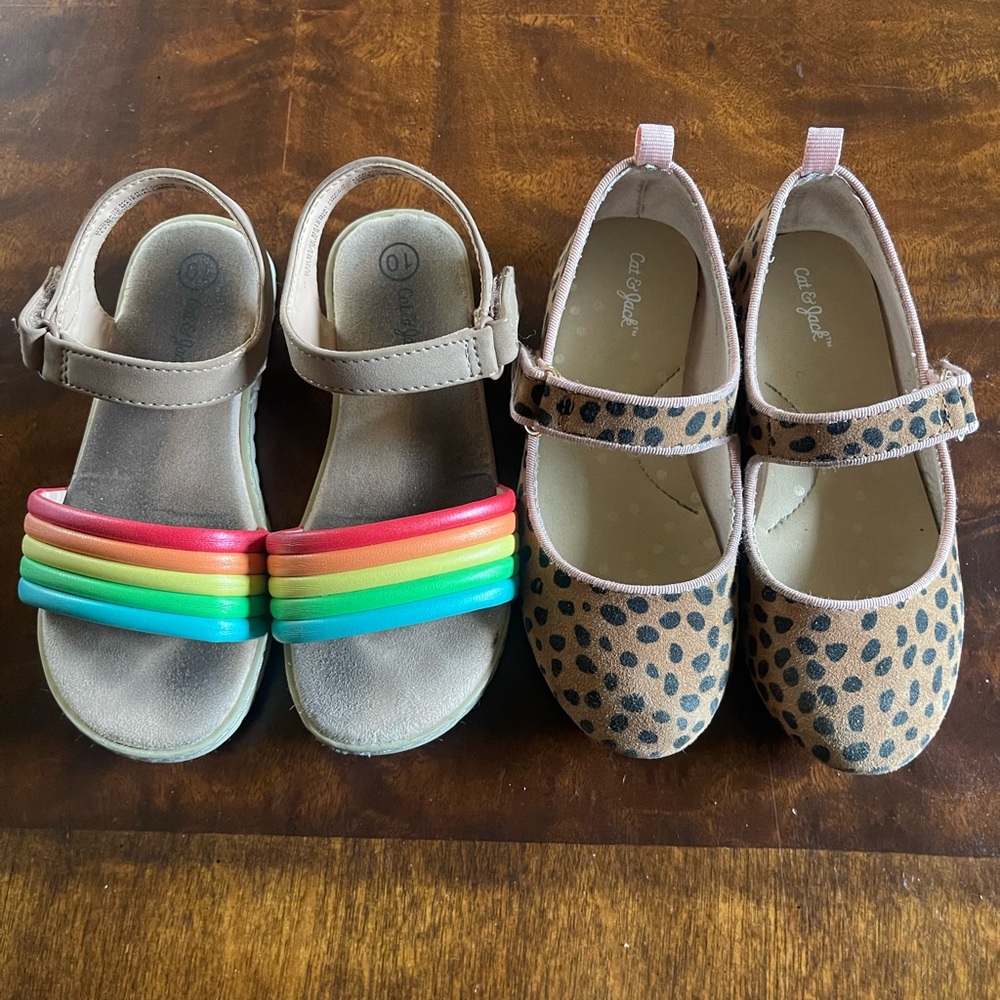 Colorful Kids Sandals and Leopard Print Flats Size 10